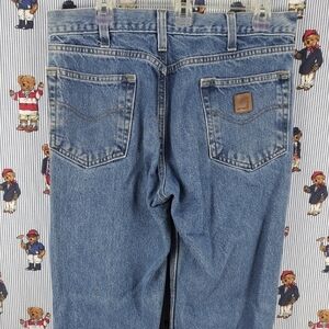 Carhartt workwear med wash fade denim straight leg 34-32 mens relax fit jeans